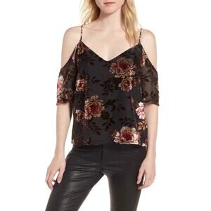 Cupcakes & Cashmere Women's Jovelyn Off the Shoulder Top Velvet Floral Size S